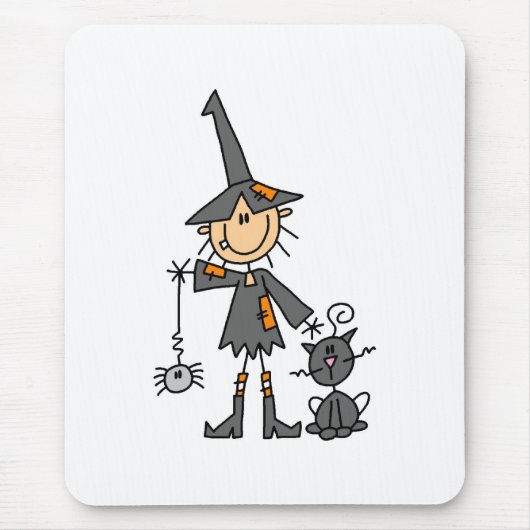 Hexe mit schwarzer Katze Mousepad (Vorne)