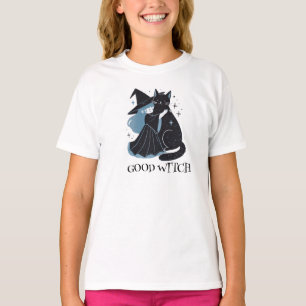 Hexe mit schwarzer Katze T-Shirt