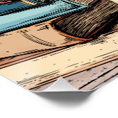 Hexe mit schwarzer Katze und Bücher Poster (Ecke)