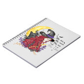 Hexe mit schwarzer Katze und Halbmond Notizblock (Linke Seite)