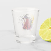 Hexe mit schwarzer Katze und Halbmond Schnapsglas (Rückseite)