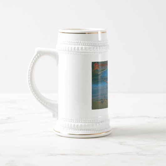 Hexe mit schwarzer Katze zu Halloween Bierglas (Links)