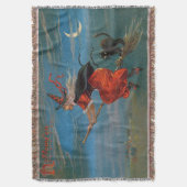 Hexe mit schwarzer Katze zu Halloween Decke (Vorderseite Vertikal)