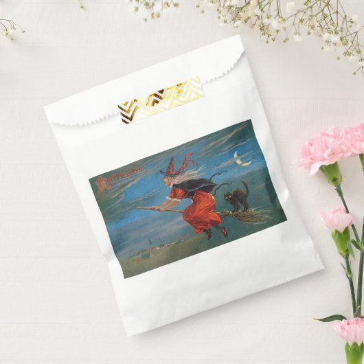 Hexe mit schwarzer Katze zu Halloween Geschenktütchen (Versiegelt)