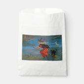 Hexe mit schwarzer Katze zu Halloween Geschenktütchen (Vorderseite)