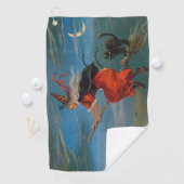 Hexe mit schwarzer Katze zu Halloween Golfhandtuch (Insitu)