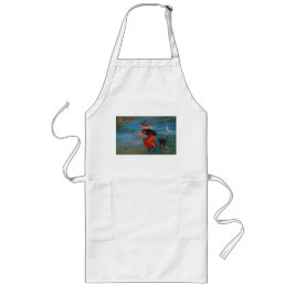 Hexe mit schwarzer Katze zu Halloween Lange Schürze