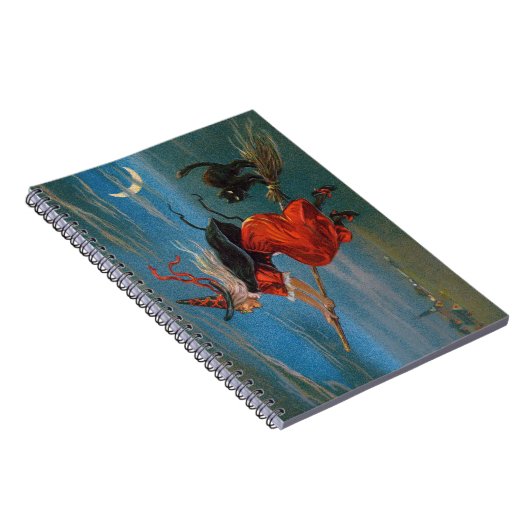 Hexe mit schwarzer Katze zu Halloween Notizblock (Rechte Seite)