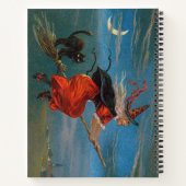 Hexe mit schwarzer Katze zu Halloween Notizblock (Rückseite)