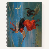 Hexe mit schwarzer Katze zu Halloween Notizblock (Vorderseite)