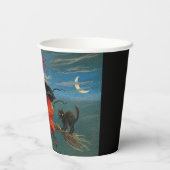 Hexe mit schwarzer Katze zu Halloween Pappbecher (Rückseite)