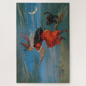 Hexe mit schwarzer Katze zu Halloween Puzzle (Vertikal)