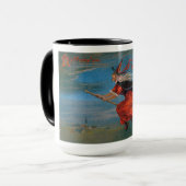 Hexe mit schwarzer Katze zu Halloween Tasse (Vorderseite Links)