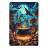 Hexe mit Skeletten und Kessel. Mini Klemmbrett (Rückseite)