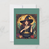 Hexe mit Spinnen bezaubernd Einladung (Vorderseite)