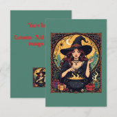 Hexe mit Spinnen bezaubernd Einladung (Vorne/Hinten)