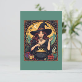 Hexe mit Spinnen bezaubernd Einladung