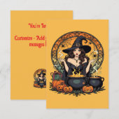 Hexe mit Spinnen bezaubernd Einladung (Vorne/Hinten)