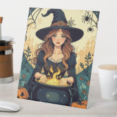 Hexe mit Spinnen bezaubernd Sockelschild (In Situ)