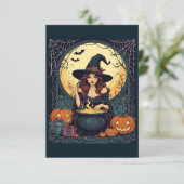 Hexe mit Spinnen und Jack verzaubern Einladung (Stehend Vorderseite)