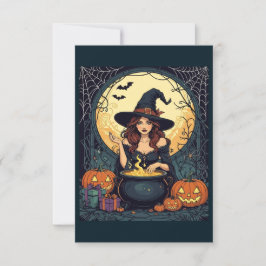 Hexe mit Spinnen und Jack verzaubern Einladung