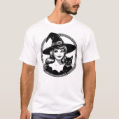 Hexe mit Vintager Hexerei T-Shirt (Vorderseite)