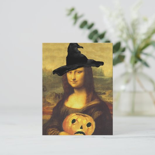 Hexe Mona Lisa Autumn Art durch crc Postcard verän Postkarte (Stehend Vorderseite)