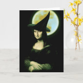 Hexe Mona Lisa Halloween Vollmond Karte (Gelbe Blume)