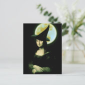 Hexe Mona Lisa Halloween Vollmond Postkarte (Stehend Vorderseite)