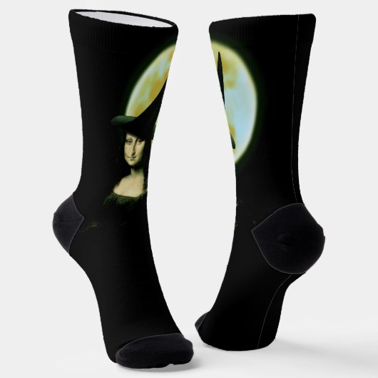 Hexe Mona Lisa Halloween Vollmond Socken (Gewinkelt)