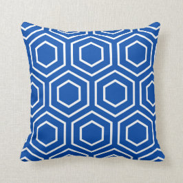 Hexe-Muster-geometrisches Kissen im Kobalt-Blau