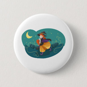 Hexe Niedlich Friendly Cat Adorable Friend Moon Button