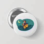 Hexe Niedlich Friendly Cat Adorable Friend Moon Button (Vorne & Hinten)