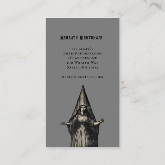 Hexe oder Mystische Visitenkarte (Rückseite)