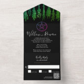 Hexe Pagan Black Green All in One Wedite Einladung (Innen)