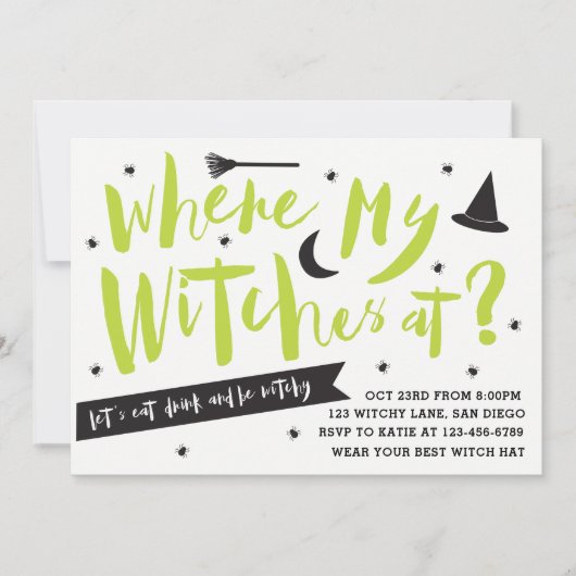 Hexe-Party Einladung (Vorderseite)