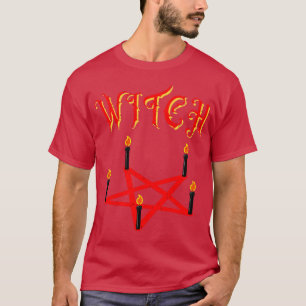Hexe Pentagram Candles Wicca Satan Occult Frau T-Shirt