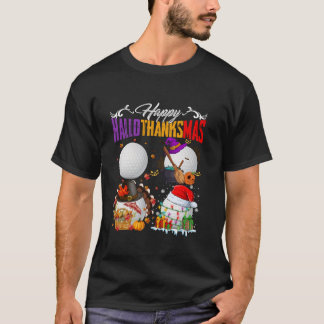 Hexe Pilgrim Santa Golf Balls Happy HalloDankeMa T-Shirt