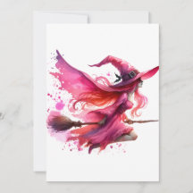 Hexe pink Halloween-Tag