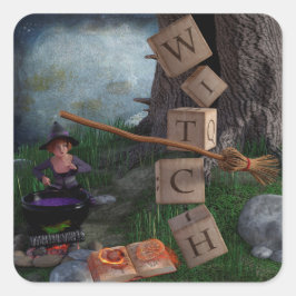 Hexe Quadratischer Aufkleber
