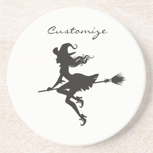 Hexe-Reitbesen Halloween Thunder_Cove Sandstein Untersetzer (Vorne)