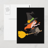 Hexe reiten einen Broomstick Postkarte (Vorne/Hinten)