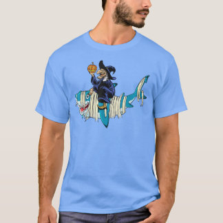 Hexe Riding Mummy Shark Halloween Witch Sha T-Shirt