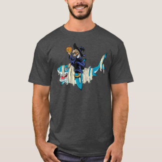 Hexe Riding Mummy Shark Halloween Witch Sha T-Shirt