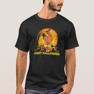Hexe Rooster Boo Ghost Beängstigend Pumpkin Moon H T-Shirt