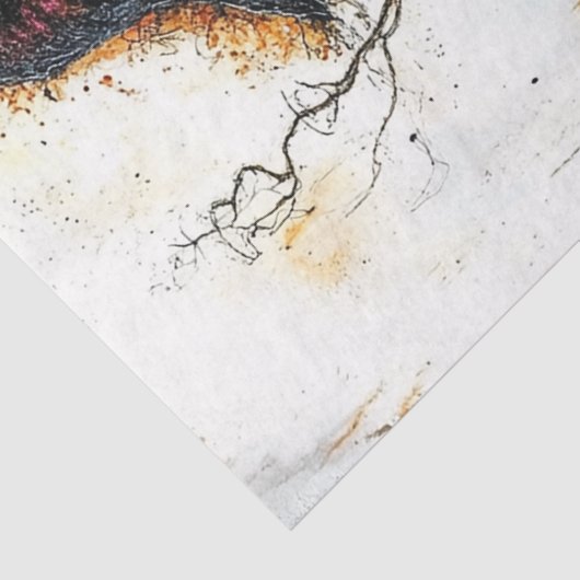 Hexe rot mit Fledermäusen-Decoupage Seidenpapier (Detail)