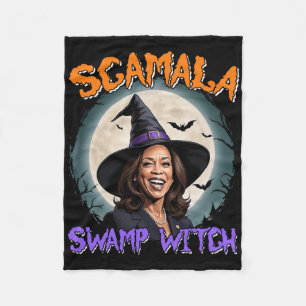 Hexe Scamala Harris Anti Kamala Halloween Black P Fleecedecke