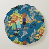 Hexe-, Schareck- und Löwenmuster Rundes Kissen (Rückseite)