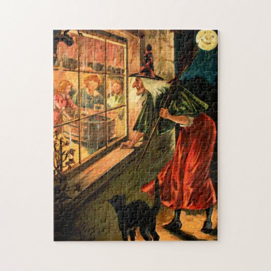 Hexe schaut durchs Fenster Puzzle (Vertikal)