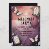 Hexe, Schmetterling, Zauberbuch, Halloween-Einladu Einladung (Vorne/Hinten)